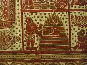 Détail d'une tenture peinte d'un Ramayana (Tamil Nadu).