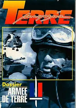 Couverture du Terre Magazine numéro 47, paru en septembre 1993. Le dossier du mois portait sur l'armée de Terre.