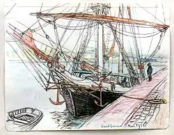 Terre-neuvas à quai avec ses deux ancres