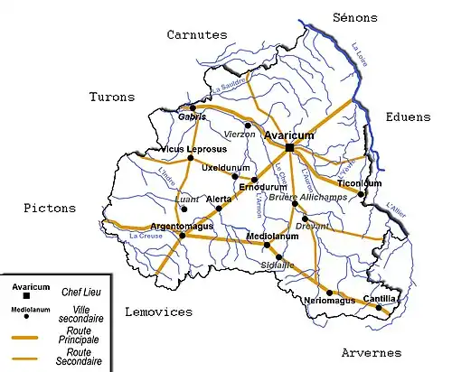 Le territoire des Bituriges Cubi.