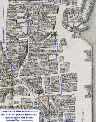 Plan de Saint-Victor vers 1550.