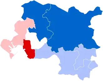 Carte de l'étiquette politique des présidents des territoires de la métropole