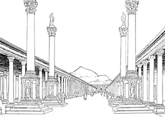 Reconstitution graphique du tétrakionion, Éphèse (Turquie).