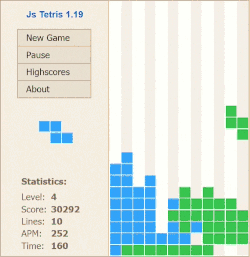 Image animée représentant une partie de Tetris avec les tétriminos S et Z uniquement