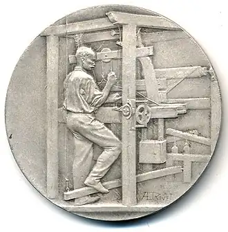 Union Syndicale des Tissus, Matières Textiles et Habillement, médaille en argent, 36&nbsp;mm, avers.