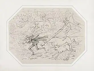 Dessin préparatoire pour Der Pfingstmontag de Jean Georges Daniel Arnold (1816).