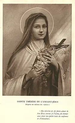 Image pieuse présentant le tableau original de Céline