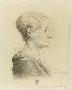 Portrait de Théroigne de Méricourt lors de son internement à la Salpêtrière en 1816, Paris, musée Carnavalet.