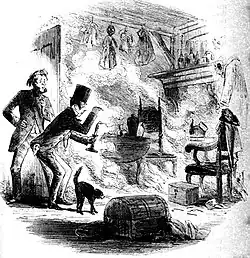 Mr Guppy découvre les restes graisseux de Krook (Phiz).