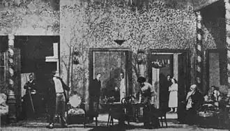 Scène de l'acte III de la représentation originale du Théâtre d'art de Moscou en 1904.