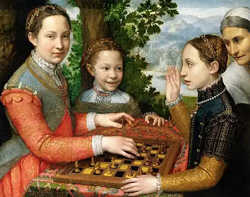La Partie d'échecs (Portrait des sœurs de l'artiste jouant aux échecs) (1555), musée national de Poznań.