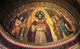 Peinture du Bon Pasteur dans l'église Saint-Anselme (style de l'école Beuron) 1922-1931 Bronx New York