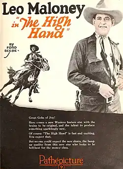 Description de l'image The High Hand ad in Motion Picture News (weekly, July 3, 1926 to August 28, 1926) (page 677 crop).jpg.