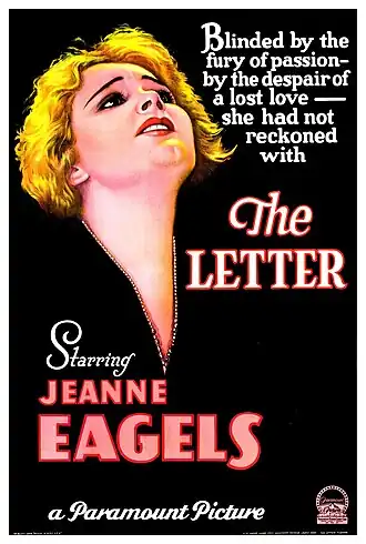 Description de l'image The Letter (1929) Poster.jpg.