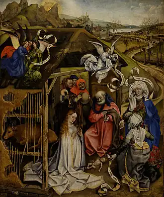 La Nativité de Robert Campin avec qui ce tableau partage un point de vue élevé