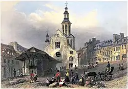 La cathédrale v. 1839-1842 sur la place du Marché.