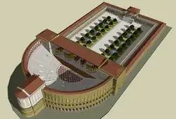 Image de synthèse reproduisant le théâtre de Pompée