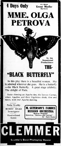 Description de l'image Theblackbutterfly-newspaperad-1916.jpg.