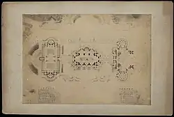 Photographie du plan d'un édifice antique.