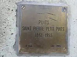« Puits Saint-Pierre petit puits, 1861-1955 ».