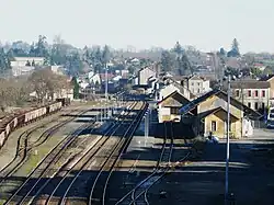 Vue d'ensemble du faisceau des voies de la gare