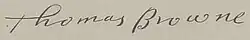 signature de Thomas Browne