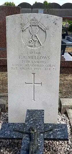 Tombe du capitaine Thomas Anthony Mellows au cimetière du centre.