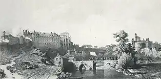 Vue de Thouars, gravure de Thomas François Drake, vers 1850.