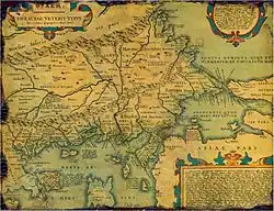 La Thrace ottomane en 1585 (carte d'Abraham Ortelius).