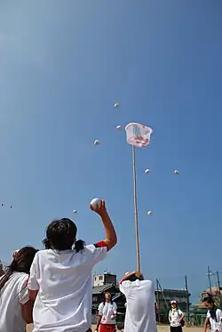 Jet de petites balles dans des paniers