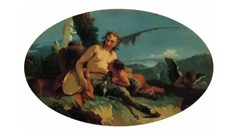 Satyre femelle avec un tambourin, un enfant et un puttoGiambattista Tiepolo, 1740-1742Norton Simon Museum, Pasadena