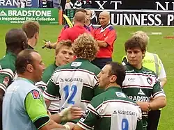 Pascal Peyron (à gauche) & Christophe Laussucq lors d'un match amical entre Leicester et Montauban