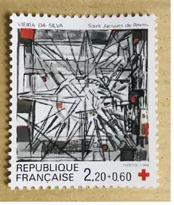 Timbre Vitrail Viera Da Silva Saint jacques de Reims.