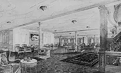 Représentation du salon de 1re&nbsp;classe où jouait le quintette