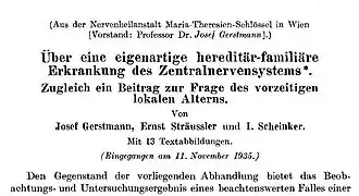 Description de l'image Title page of Gerstmann, Straussler and Scheinker article.jpg.