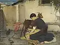 La Traite de la chèvre, peinture de Nikolaos Vokos, fin XIXe&nbsp;siècle.