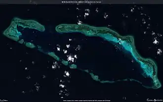 Image satellite du récif Alison prise par Sentinel-2.