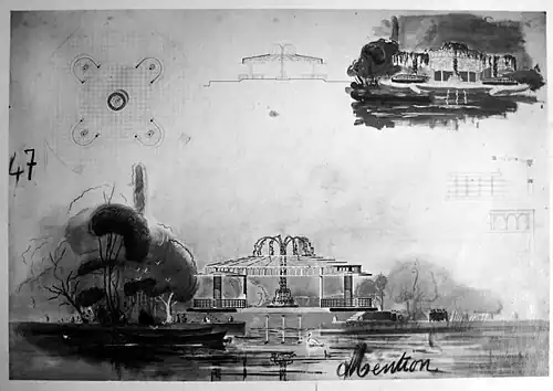 Dessin de Toma Barbu Socolescu (fontaines) - 1re mention au Prix Delaon en 1938.