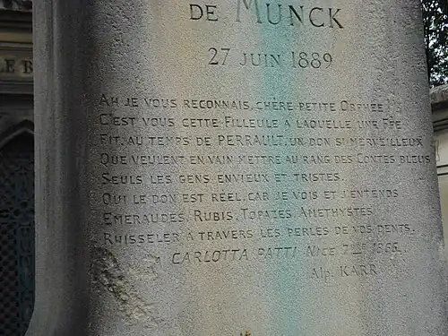 Poésie en hommage rédigée par le journaliste Alphonse Karr.