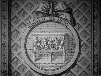 Le tombeau de Jovin tel qu'il était présenté dans l'ancienne église Saint-Nicaise de Reims, gravure (1878), Reims, Bibliothèque Carnegie