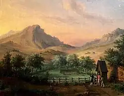 Tableau du Tombeau de Napoléon à Sainte-Hélène peint par François Edme Ricois en 1829.