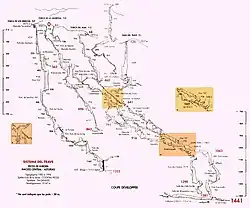 Coupe des gouffres de la zone du Travé. Topographie 1983-1994.