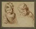 Antoine Watteau : « Deux études d’un enfant, vu à mi-corps et coiffé d’un toquet » (Département des Arts Graphiques, musée du Louvre).