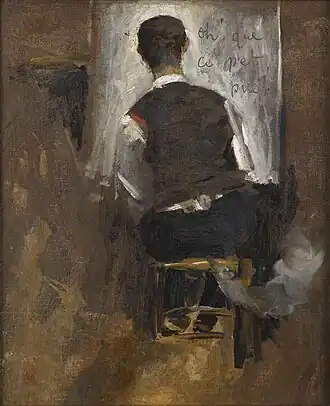 Autoportrait de dos, par Henri de Toulouse-Lautrec, vers 1884.