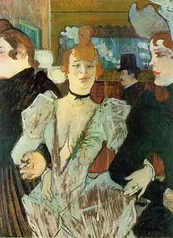 La Goulue entrant au Moulin-Rouge (1891-1892), huile sur toile (79,4&nbsp;×&nbsp;59&nbsp;cm), New York, Museum of Modern Art.