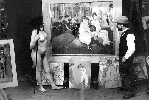 Toulouse-Lautrec dans son atelier, 1895.