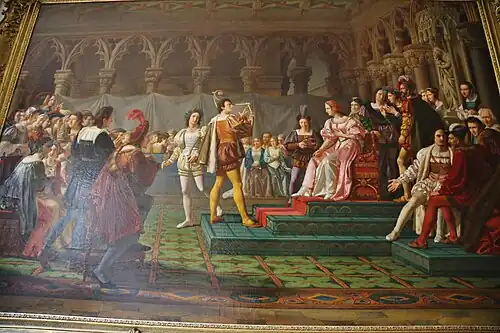 Félix Saurines&nbsp;(d), Clémence Isaure distribuant des fleurs aux troubadours, Académie des Jeux floraux.