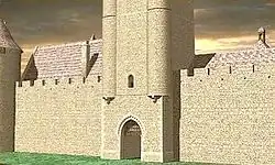 Dessin représentant la façade de la Tour Saint-Jean au XVIe siècle.