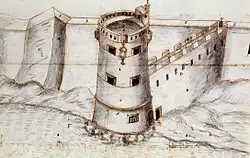 Dessin de la Tour du sel et de sa caponnière daté de 1700.
