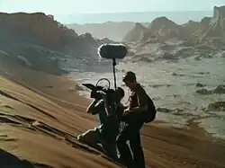 L'équipe de tournage d'un documentaire.